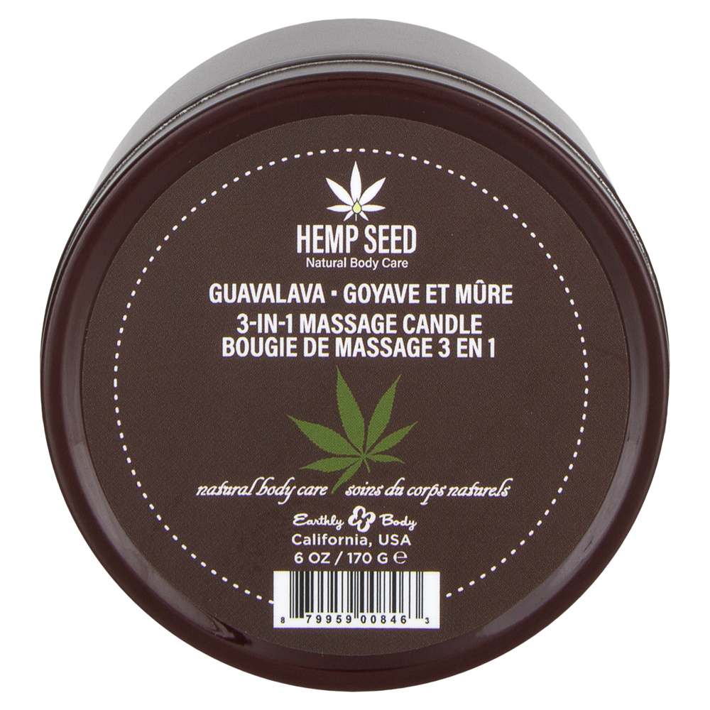 Earthly Body Hemp Seed 3in1 Massage Candle 6.8 oz Guavalava Beauty Care Choices