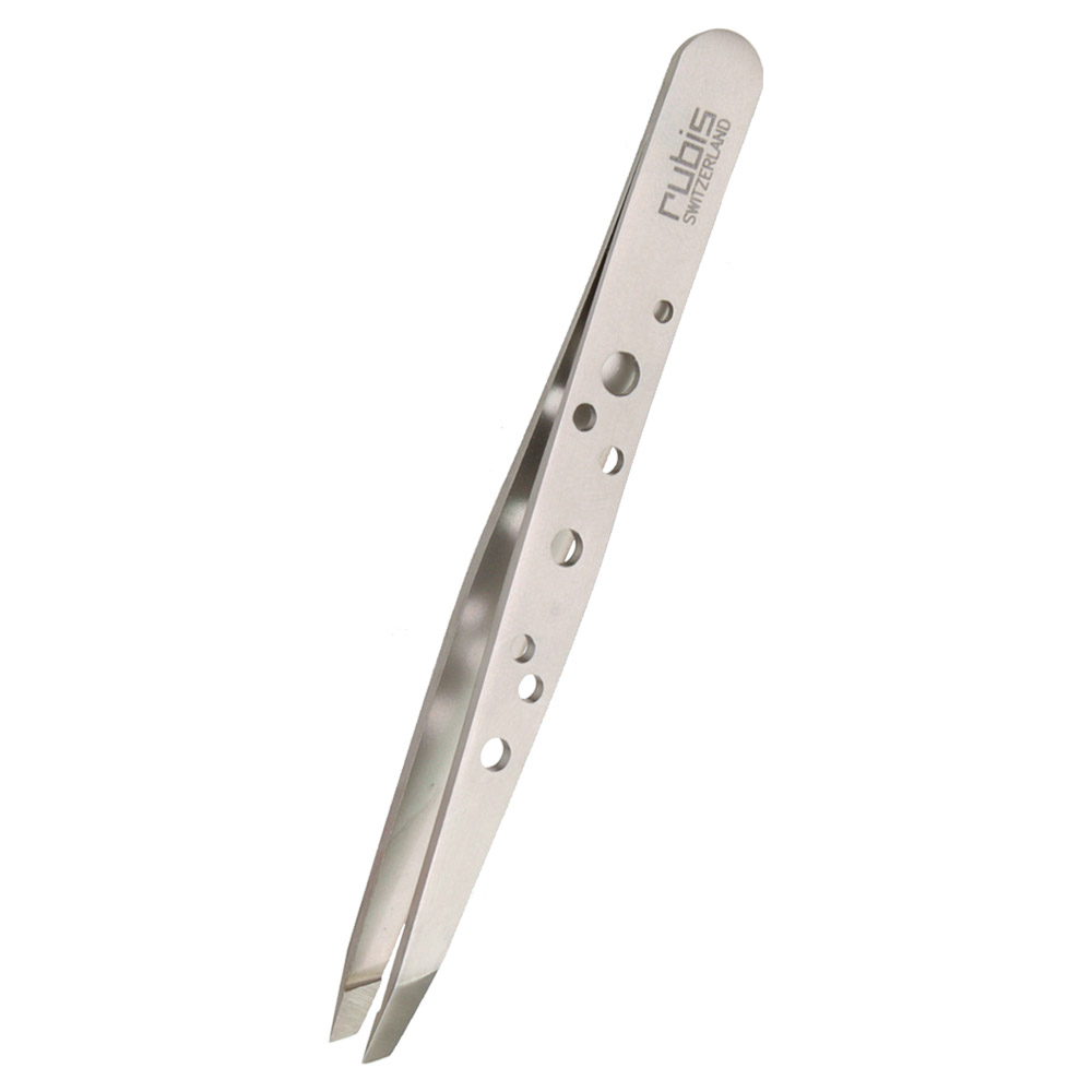 Rubis Switzerland Swiss Tweeze Slanted Tip Tweezer Stainless Steel