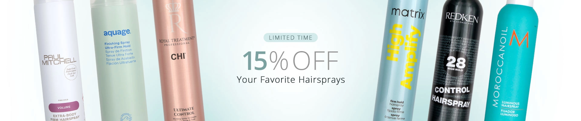15% off your favorite hairsprays