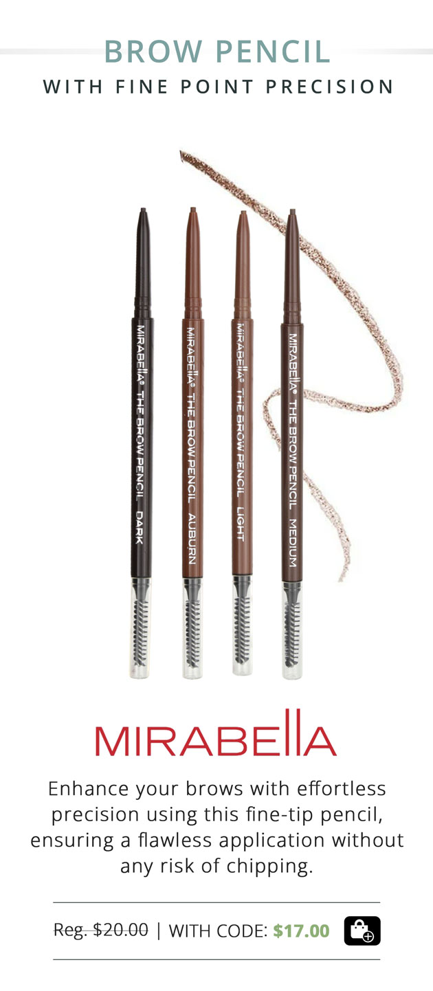 Mirabella Brow Pencil with fine point precision, Reg. $20.00 | $17.00 with code MU24