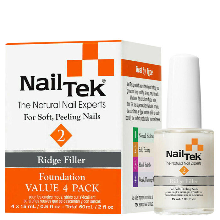 Nail Tek Ridge Filler 2 Foundation For Soft, Peeling Nails 4 Pack