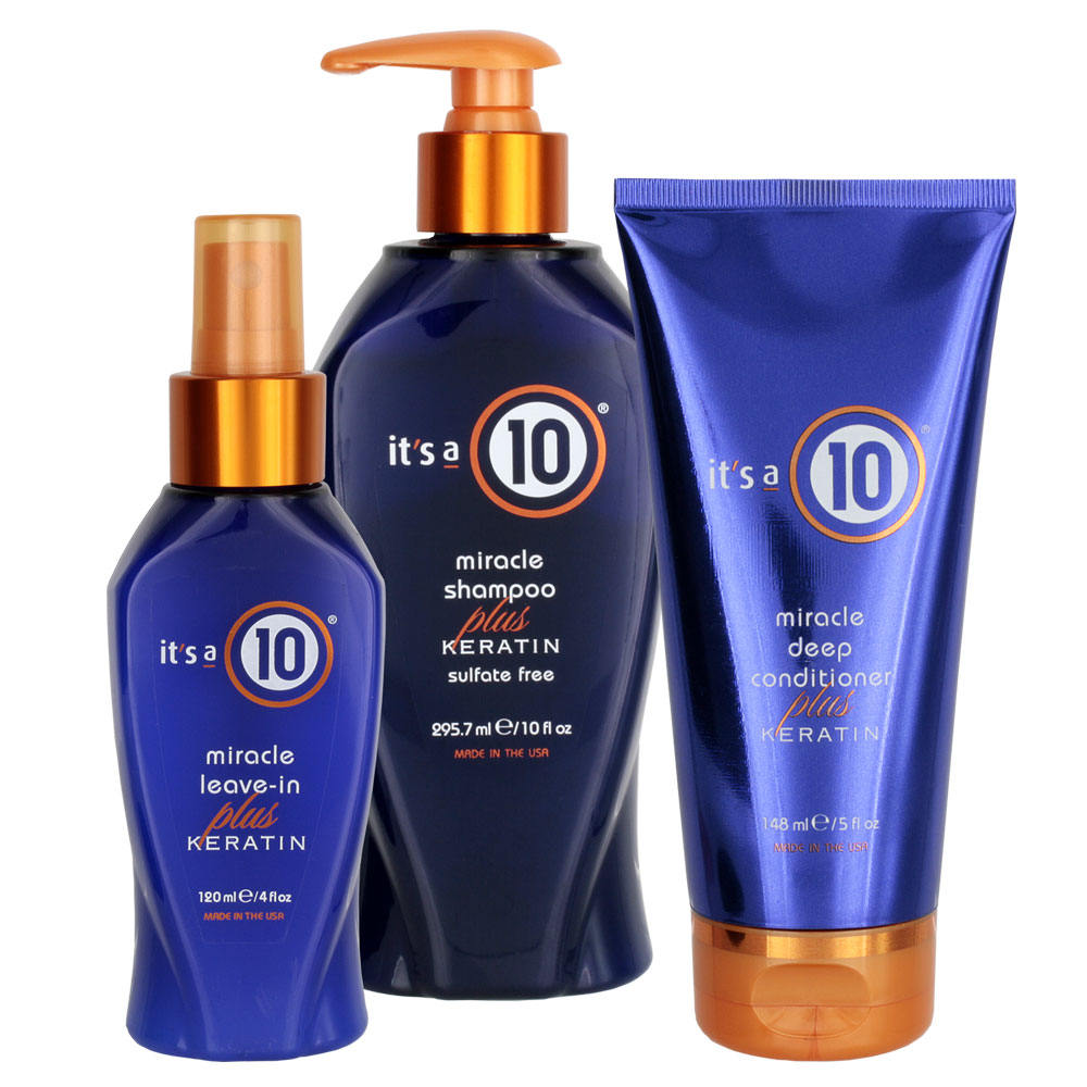 It's A 10 Miracle Shampoo, Deep Conditioner & Leave-In Plus Keratin Trio Liter