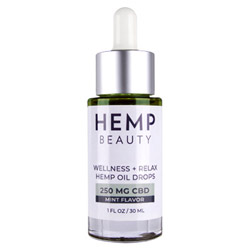 Hemp Beauty Wellness + Relax Hemp Oil Drops Mint 250 MG CBD -  54060010
